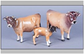 Beswick Farm Animal Figures, set of three. 1. Jersey Bull, CH `Dunsley Coy Boy` Model number 1422,