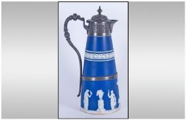 Wedgwood Jasperware & Pewter Mounted Water Jug circa 1870`s Tapered shape. Decorated with classical