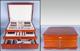 Solingen Canteen of Cutlery in Wooden Box. 12 Place settings. Includes Soup Ladle, Cake forks and