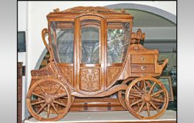 Novelty Cocktail Cabinet in the form of a Carriage, Glass Swinging Doors, 57`` High x 70`` Width x