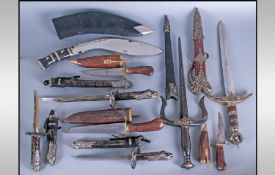 Display Purposes Only Comprising Various Knives and Scabbards, fantasy knives, Japanese style etc (