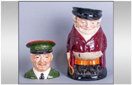 Royal Doulton Toby Jug `The Huntsman` 7.5`` in height. together with Carlton ware character jug `
