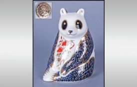 Royal Crown Derby Paperweight. 1st Quality Gold Stopper Panda, retired June 2001. 4`` High comes