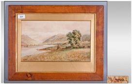 Malcom Crouse Watercolour A View From `Loch Fyne & Dunderdale Castle` Scotland. signed. 8.5x14.5``