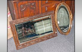 Two Framed MIrrors, one oval with gilt frame of small size 23.5`` in diameter., with a rectangular
