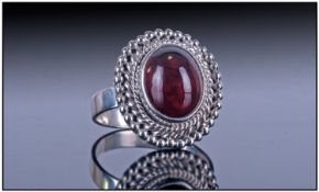 Hessonite Garnet Hand Made Silver Ring, 6.8cts of one of the rarer varieties of garnet, the deep