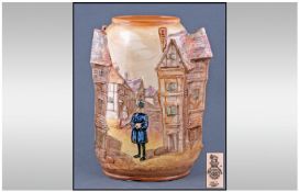 Royal Doulton 'Dickens' Relief Vase, with Sairey Gamp in low relief to the front, a gentleman,