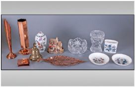 Small Assortment of Collectables including glass and copper ware etc