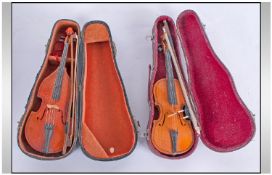 Two Miniature Cases, Music Instruments, Display Purposes Only, Violin & Double Base.