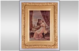 A Large And Impressive 19th Century Crystoleum, depicting Romeo and Juliet, mounted and framed