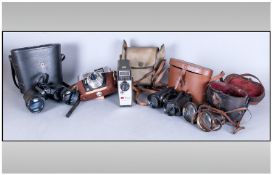 Collection of Binoculars comprising Prinz 8 x 40 Coated Optics, pre war field binoculars, Rolls