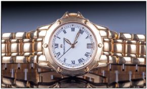 Maurice Lacroix Ladies 18ct Yellow Gold Wristwatch, features sapphire crystal glass, white dial,