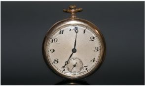 Open Faced Pocket Watch. Early 20th Century, Champagne Dial With Arabic Numerals And Subsidiary