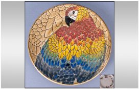Dennis China Works Hand Painted "Parrots Plate" Designer Sally Tuffin. Diameter 6 inches.