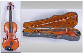 German Made Early 20th Century Violin. Complete with bow and case. 2 piece back. Back length 14