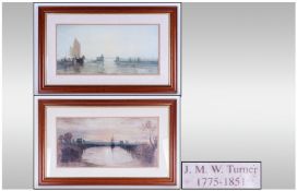 Pair of Framed Coloured Turner Prints. Titled 'The Chichester Canal  The Chain Pier, Birghton.