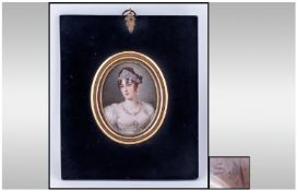 A Signed 19th Century Very Fine Miniature Portrait On Ivory Of Josephine Bonaparte. "Continental