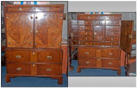 A William and Mary Cupboard on A Two Drawer Chest. Made from associated parts. The cupboard has a