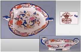 Mason's Mandalay Pattern Heart Shaped Dish, with the head of a mythical beast creating a curved