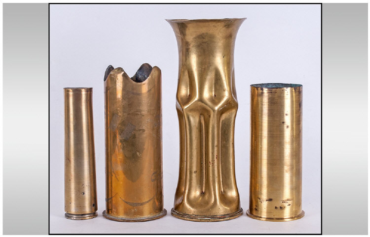 4 Brass Trench Art Shell Cases