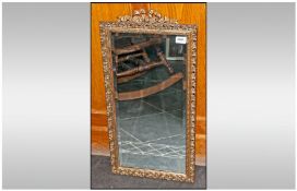 Rectangular Gilt Mirror, bevelled glass, 14 by 29 inches.