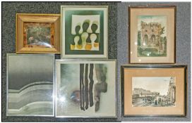 Collection of Six Various Prints including three contemporary prints in metal frames of small