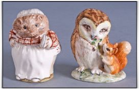 Two Beatrix Potter Figures 1. Beswick 'Old Mr Brown' and Royal Albert 'Old Mrs Tiggywinkle'