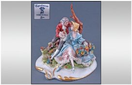 Capo Di Monte Very Fine Signed Porcelain Figure. The sweethearts, signed G Pellati. Height 5.75