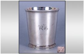 George III Silver Tumbler Of Plain Form, with reeded border. Hallmark London 1780. Good example of