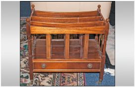A Reproduction Mahogany Canterbury Of Regency Style, with one magazine draw to the base, with