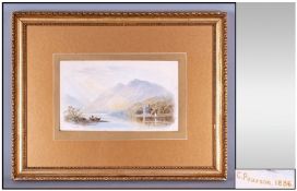 Cornelius Pearson (1805-1891). Scottish Loch Scene, figures and boats. Watercolour. Signed and dated