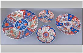 Four Various Sized Japanese Imari Dishes in the typical palate of Imari, all late Nineteenth