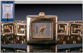 Ladies Sekonda Cocktail Watch, rectangular dial, gold finish, stainless steel back, with original