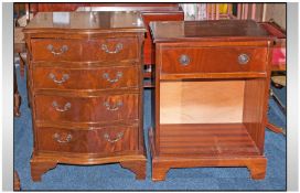 Reproduction Serpentine Miniature Chest Of Draws, with four long draws, brass handles, on bracket