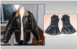 Belstaff Leather Style PVC Bomber Jacket with sheep skin lining together with black leather flying