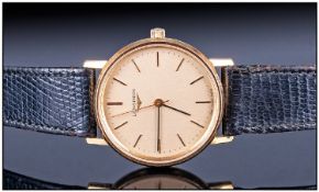 Longines Gold Plated Manual Wind Gents Wristwatch, fitted to original Longines leather strap. Number