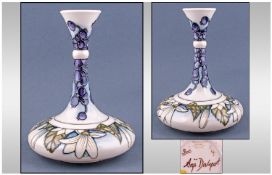 Moorcroft Modern Ships Decanter Vase, snowberry pattern. Designer Anji Davenport. Date 2000.