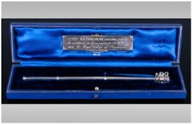 A Boxed Gift Of A Mini Silver Mitre, presented to Lord Richardson for services to medicine from