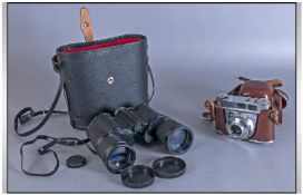 Pathescope Binoculars, coated lenses 10 x 50, lightweight custom model. With Case. Together with