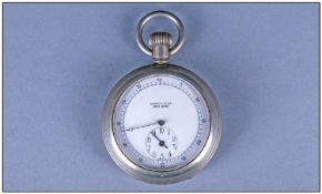 Nickel Plated Stop Watch, white enamel dial with subsidiary minutes to 10, dial marked "Jockey