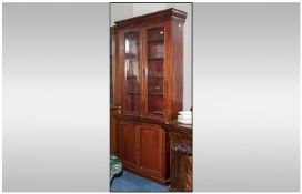 Early Twentieth Century Mahogany Glazed Bookcase with three shelves over storage base, approx 90