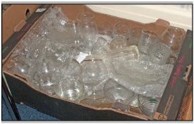 Box Of Assorted Glass Ware. Comprising ashtrays, plates, vases, whiskey glasses, etc.