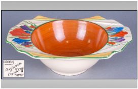 Clarice Cliff Hand Painted Bowl, crocus pattern. Circa 1929. Diameter 7 inches.