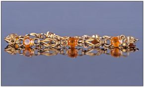 Edwardian Style 9ct Gold Stone Set Bracelet, Marked 9ct. Good quality. 9.1 grams.