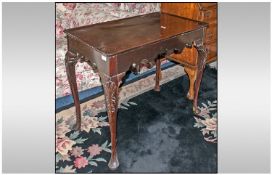 George II / III Red Walnut side table, with a tray top and shaped corners. On a finely carved