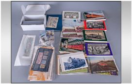 Box Containing Many Postcards, Other Cards, Envelopes, Railway Interest Stamps, etc. Some fine