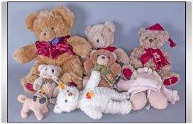 Collection of Soft Toys comprising four  from Harrods Department Store, one Steiff with original