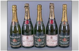 Five Bottles of Vintage Champagne, comprising three bottles Veuve du Vernay brut dry (black