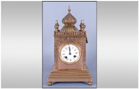 French Impressive Late 19th Century Middle Eastern Style Brass Mantel Clock, with 8 day striking