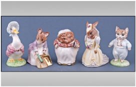 Five Beatrix Potter Figures by Beswick comprising Tom Kitten, Mrs Tiggy Winkle, Bride Bunnykins,